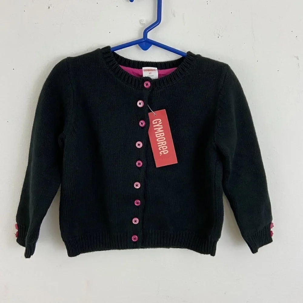 Gymboree Black Lined‎ Cardigan Sweater 2T Double Layer NWT